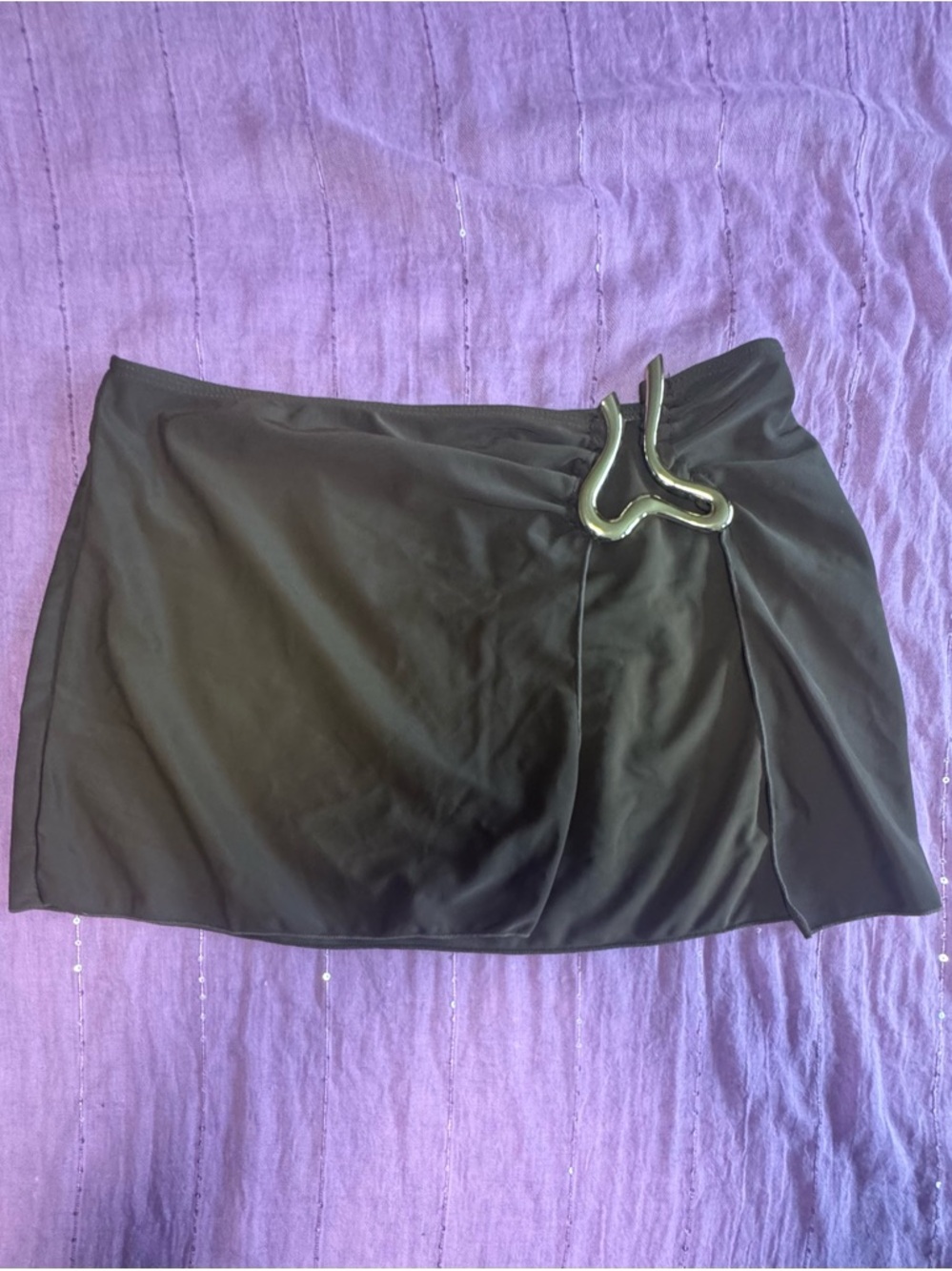 Chocolate Brown Women's bathing suit coverup Skirt with Decorative Buckle